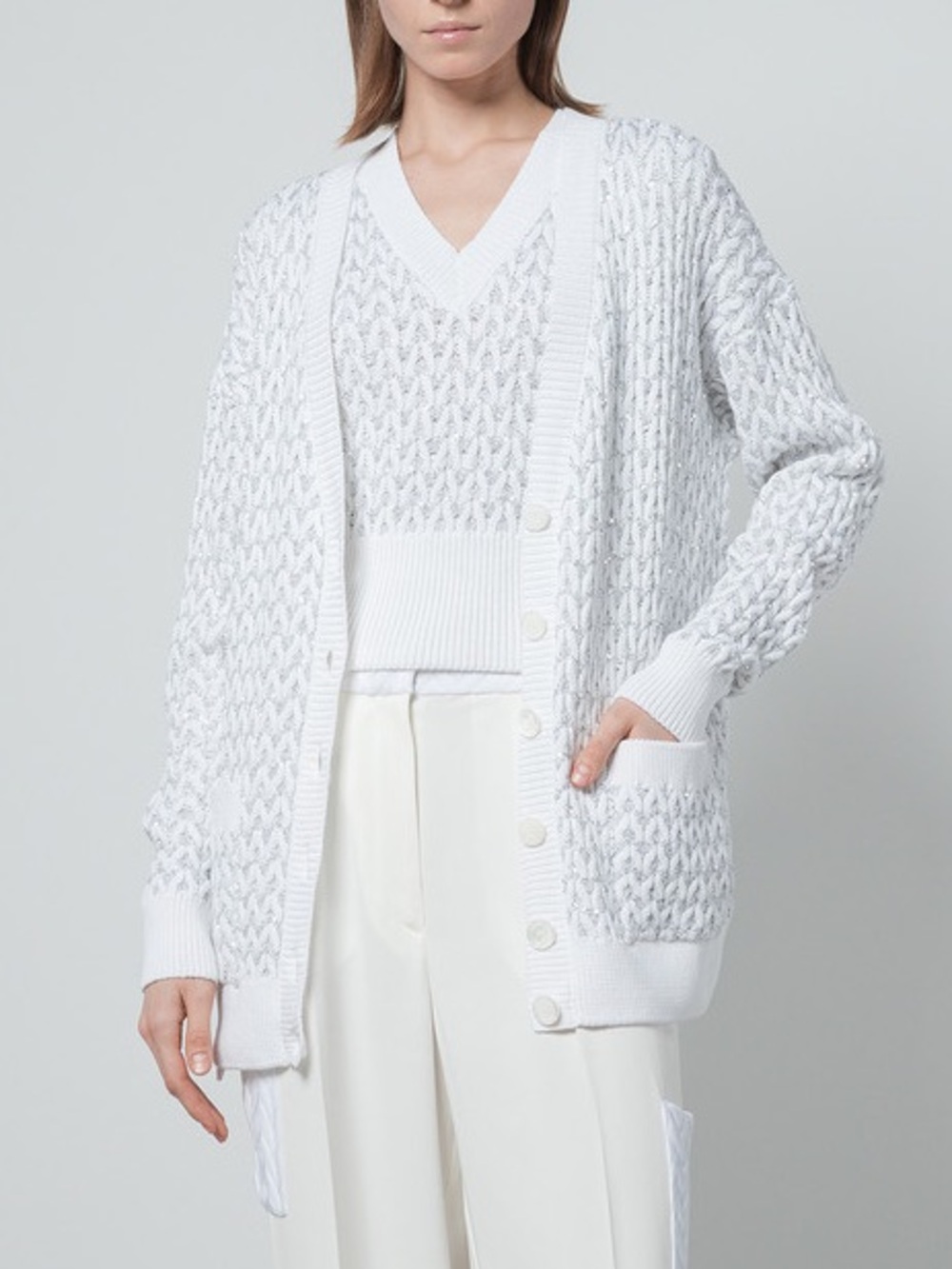 Missoni White Textured Knit Cardigan